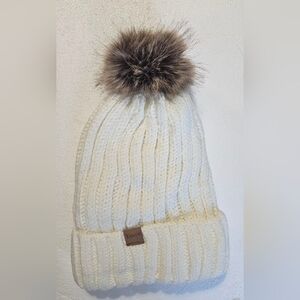 🩷🩵 Beanie with Pompom Warm Knit Hat for Winter One Size💚🩵